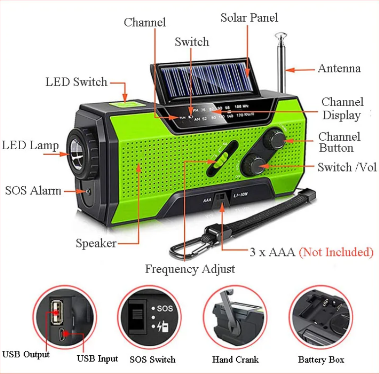 Solar Multifunctional Emergency SOS Radio